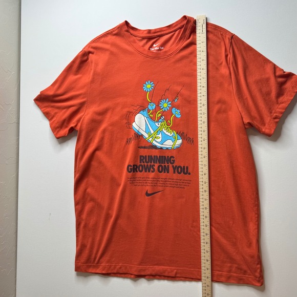 Nike Unisex Dri-FIT Running Grows On You Graphic Tee Shirt Size XL Orange Casual - Picture 8 of 9